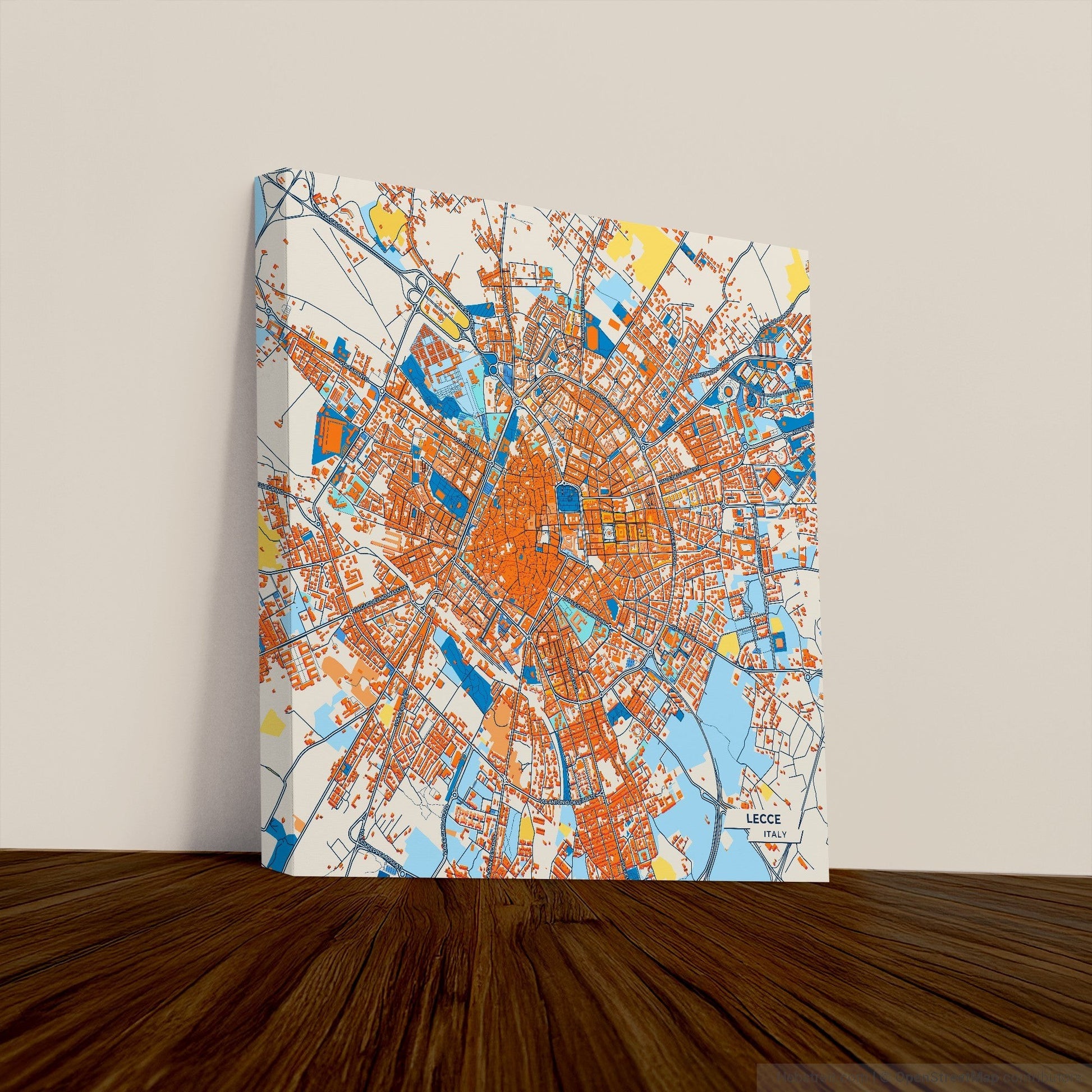 Lecce Italy Colorful City Map Canvas Print
