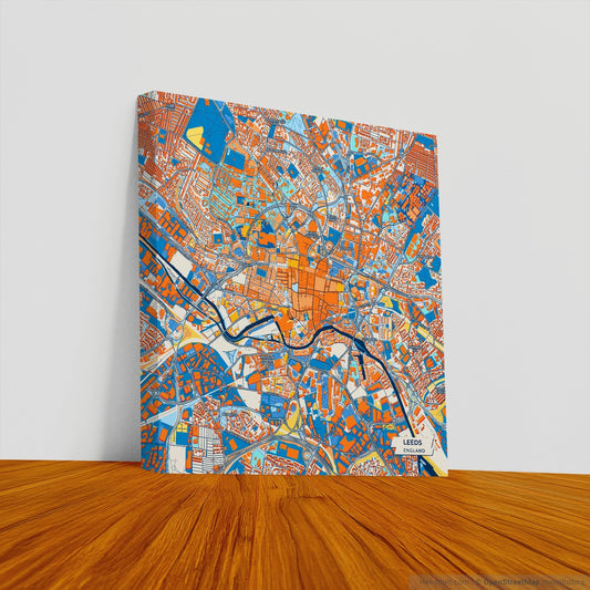 Leeds England Colorful City Map Canvas Print