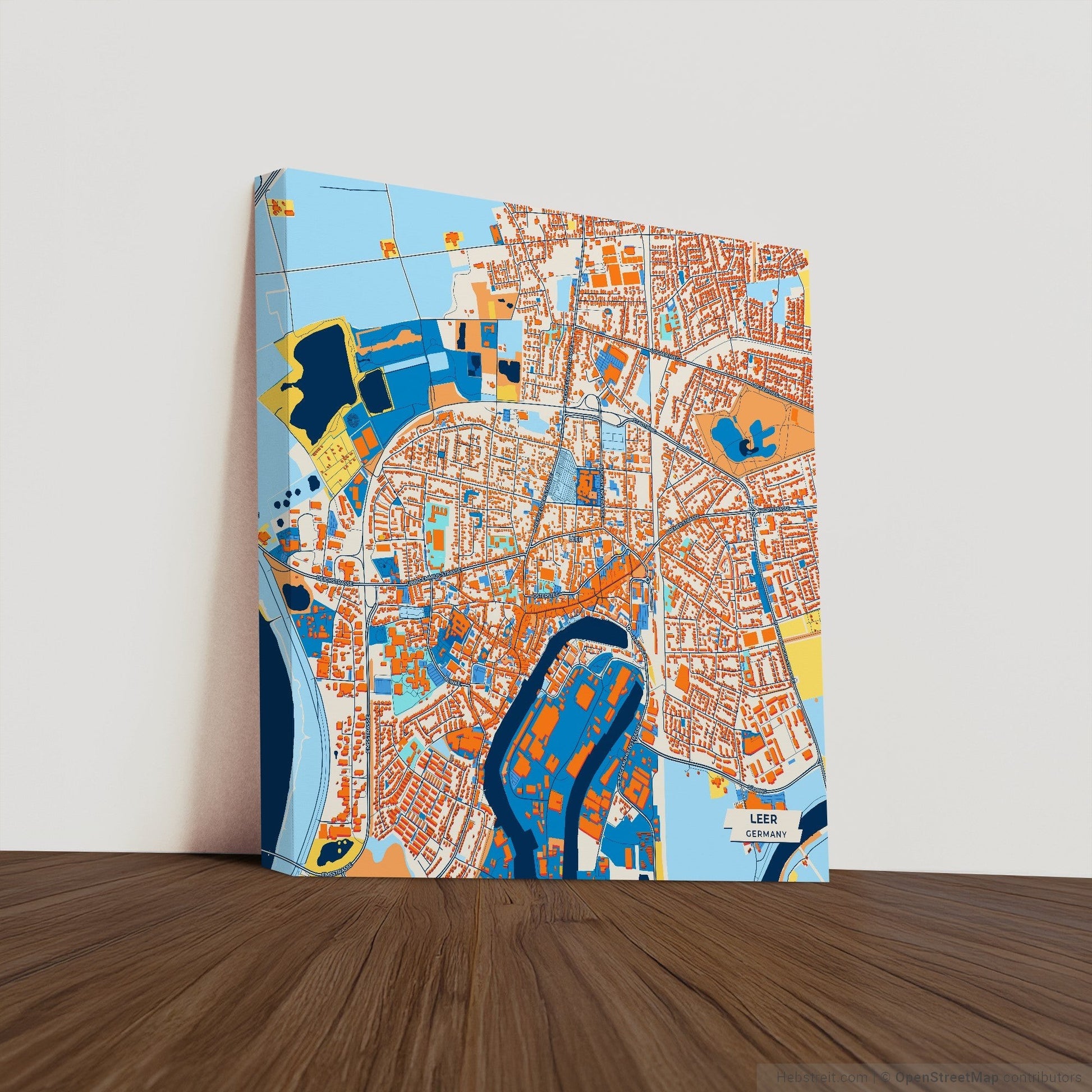 Leer Germany Colorful City Map Canvas Print