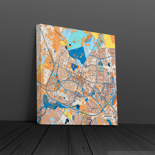 Leesburg Virginia Colorful City Map Canvas Print