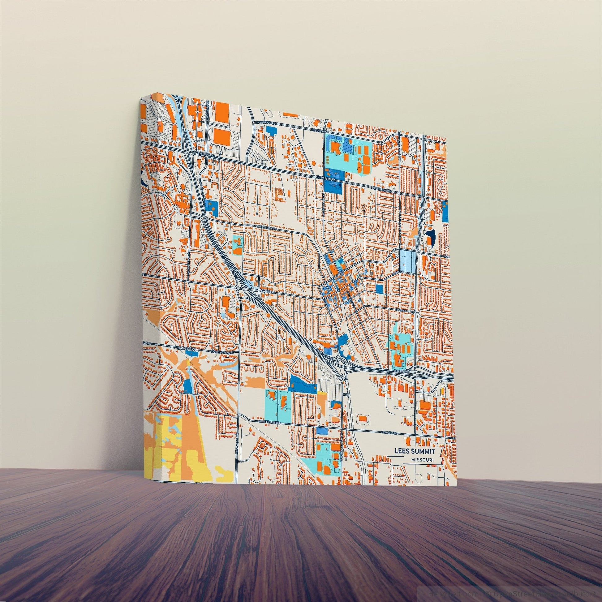 Lees Summit Missouri Colorful City Map Canvas Print
