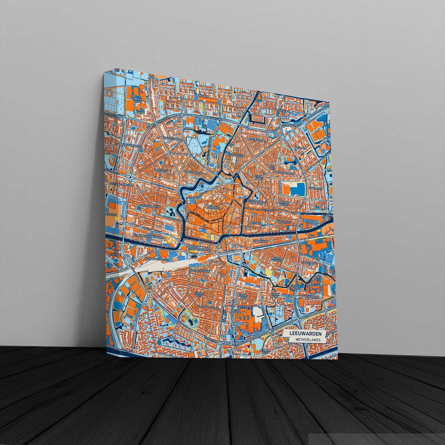 Leeuwarden Netherlands Colorful City Map Canvas Print