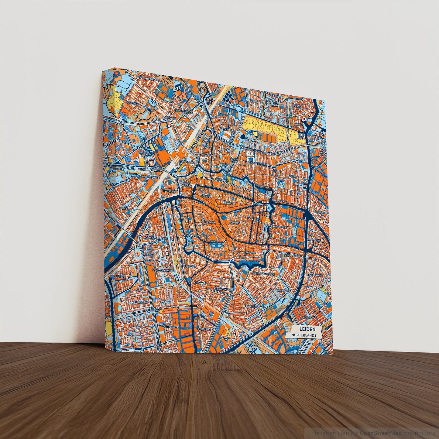 Leiden Netherlands Colorful City Map Canvas Print
