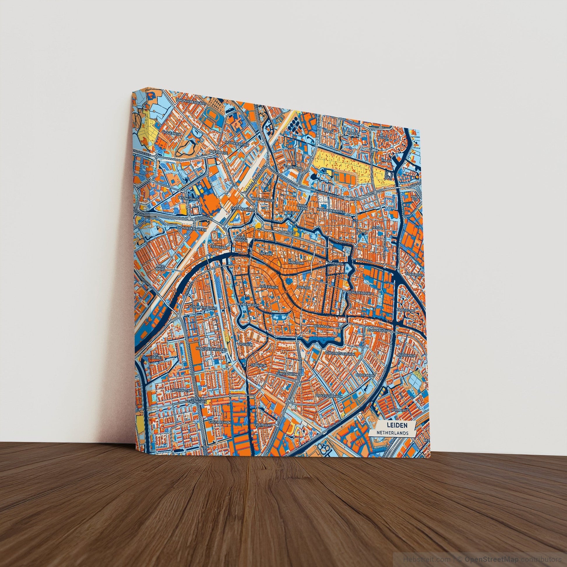 Leiden Netherlands Colorful City Map Canvas Print
