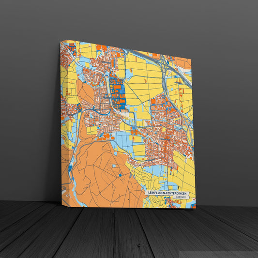 Leinfelden-Echterdingen Germany Colorful City Map Canvas Print