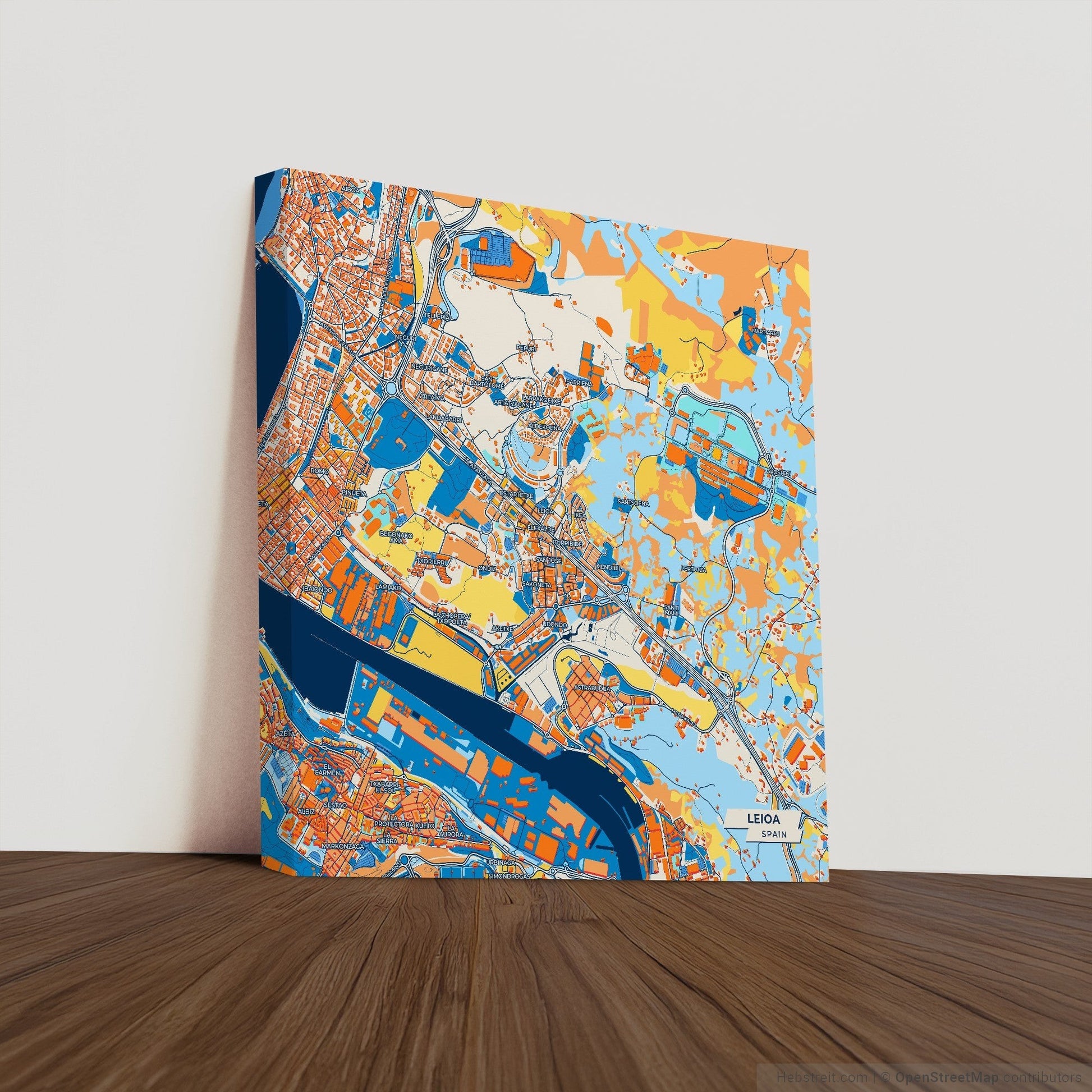 Leioa Spain Colorful City Map Canvas Print