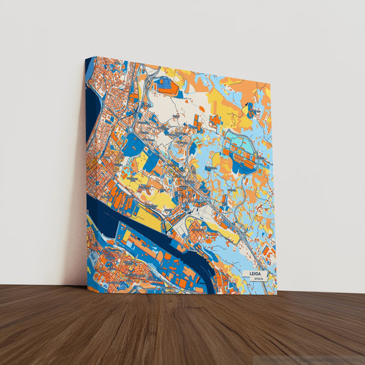 Leioa Spain Colorful City Map Canvas Print