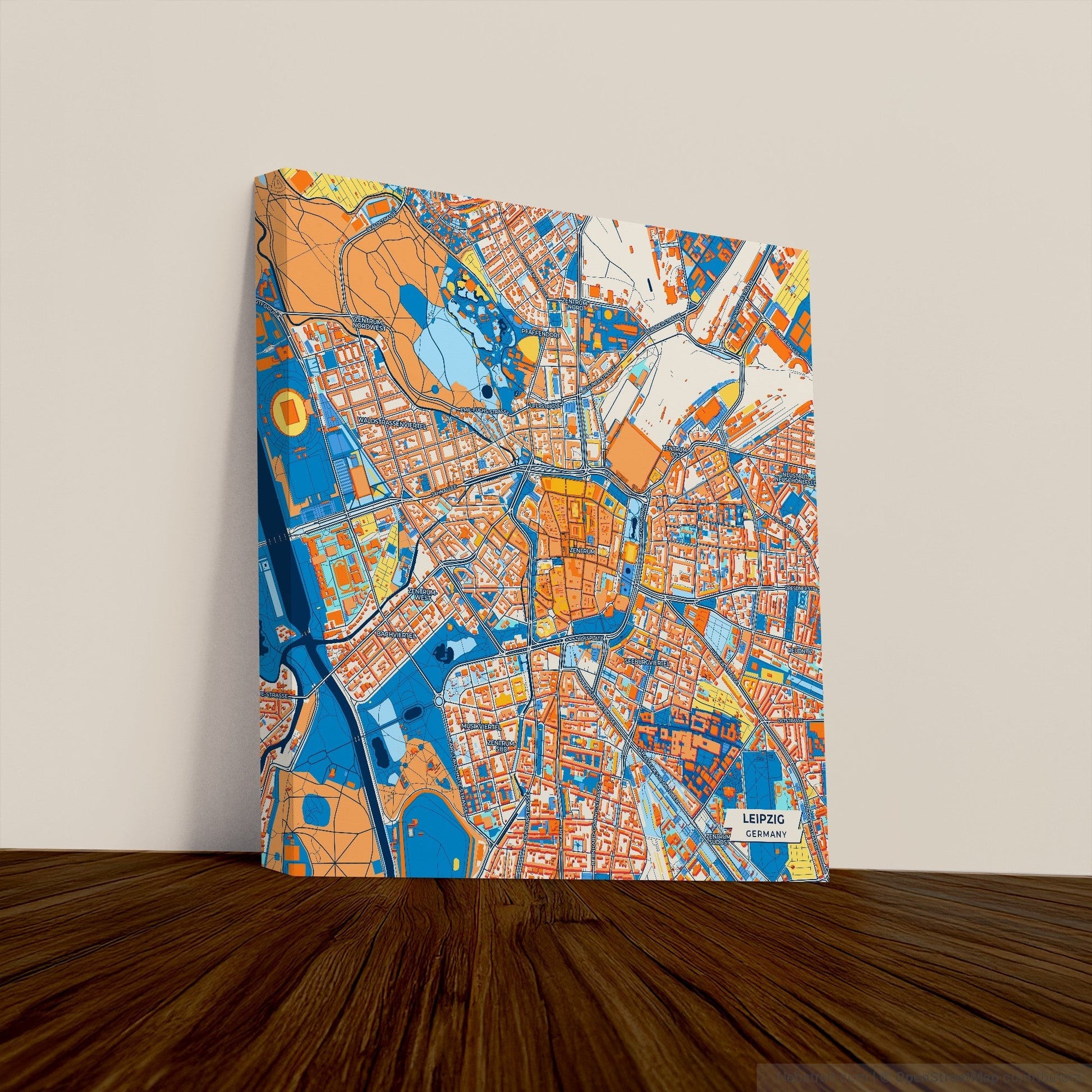 Leipzig Germany Colorful City Map Canvas Print