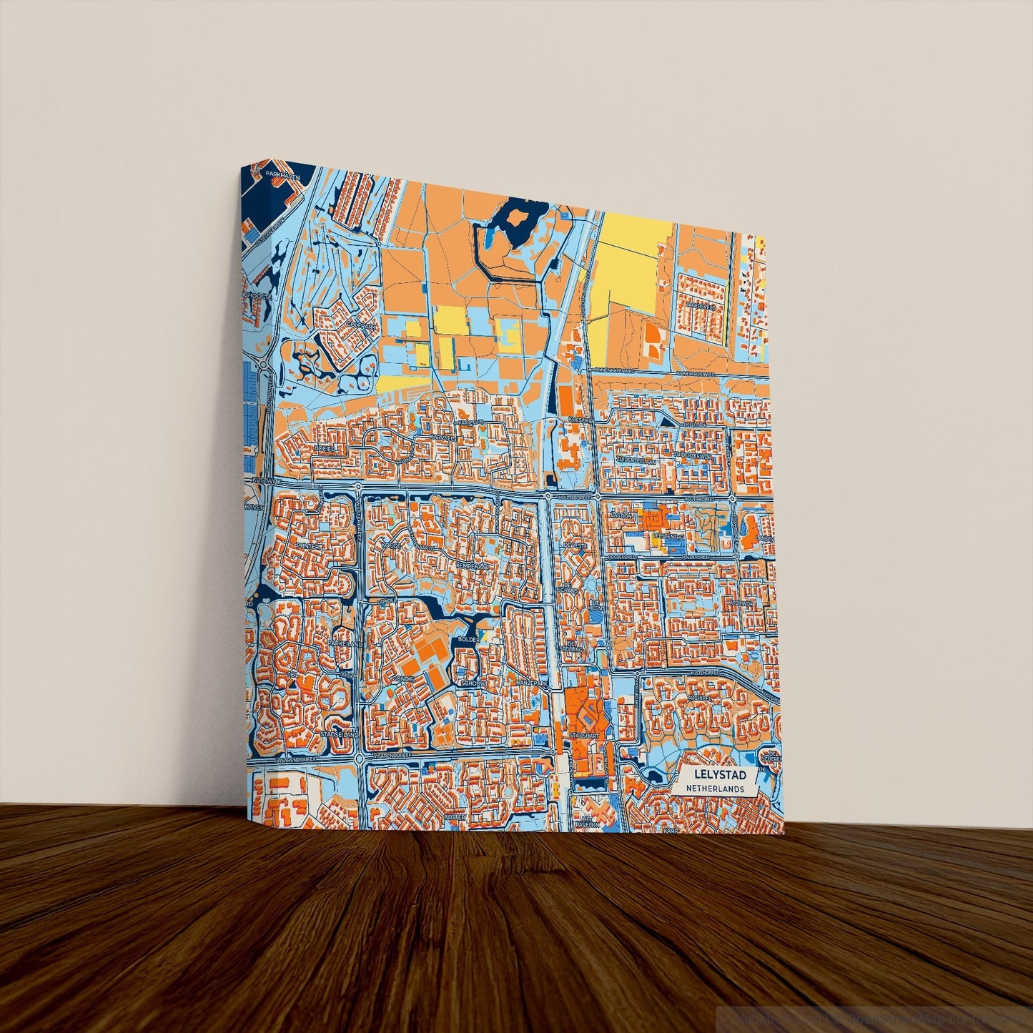 Lelystad Netherlands Colorful City Map Canvas Print