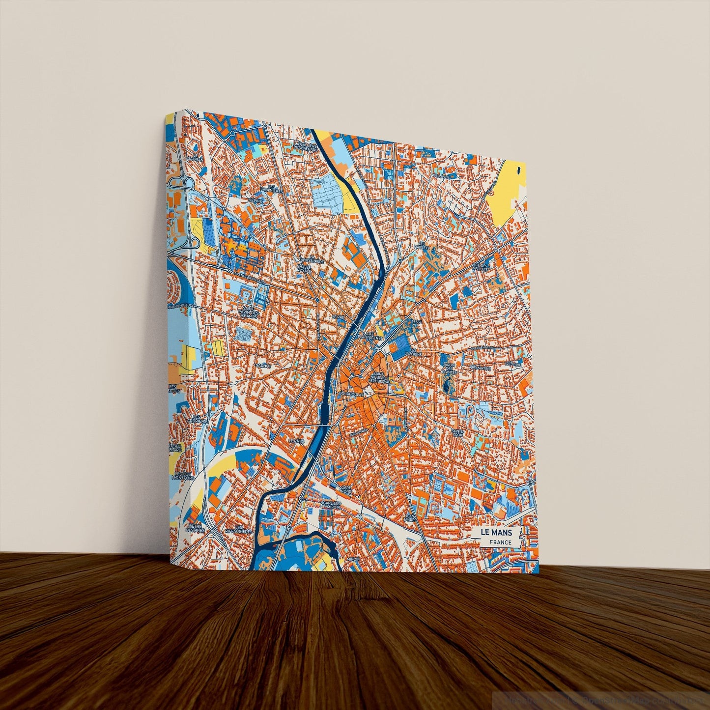 Le Mans France Colorful City Map Canvas Print