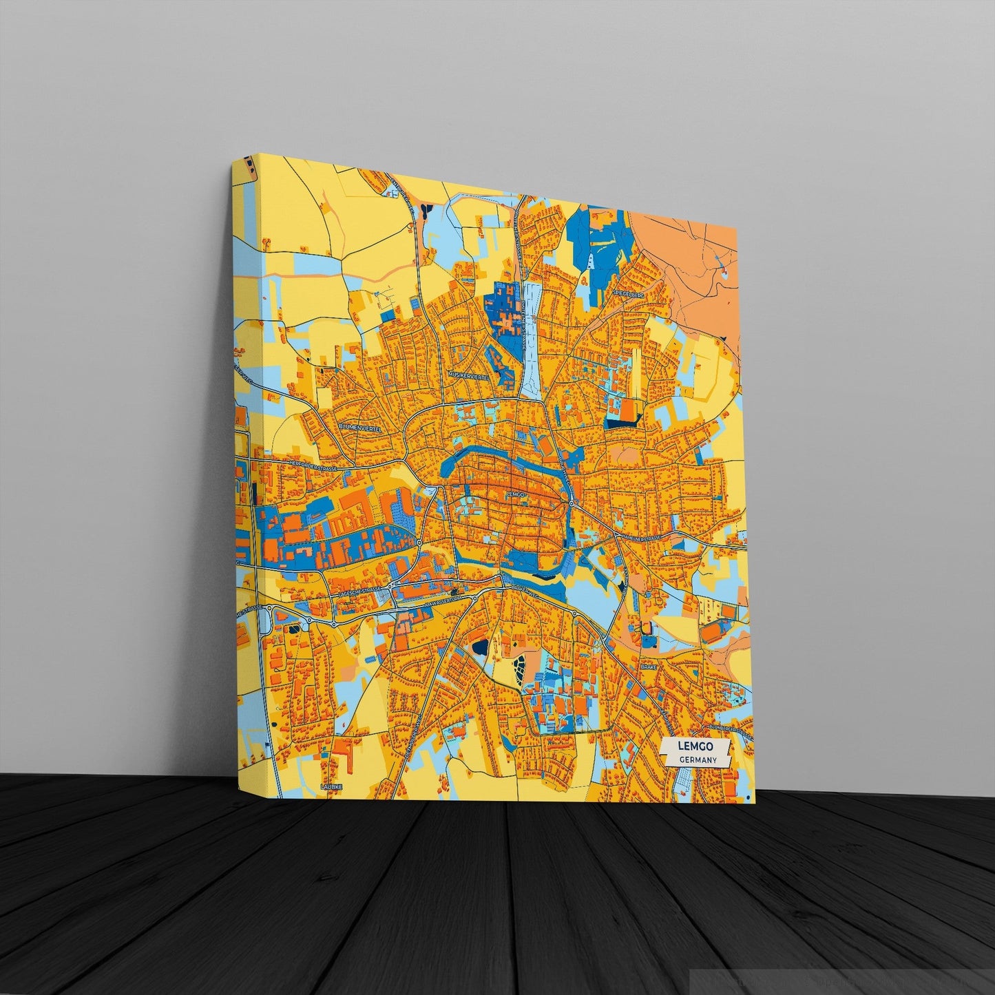 Lemgo Germany Colorful City Map Canvas Print