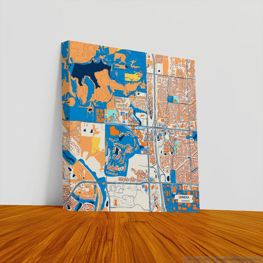 Lenexa Kansas Colorful City Map Canvas Print