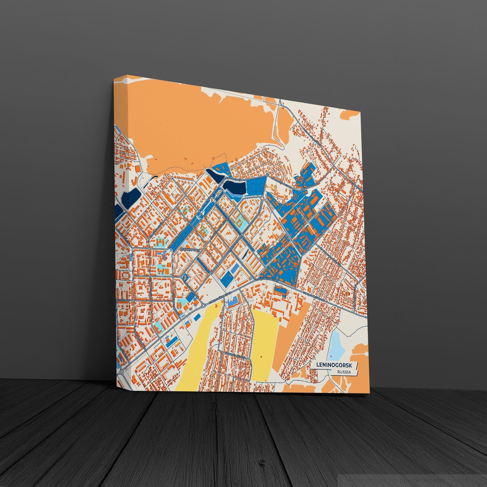 Лениногорский Russia Colorful City Map Canvas Print