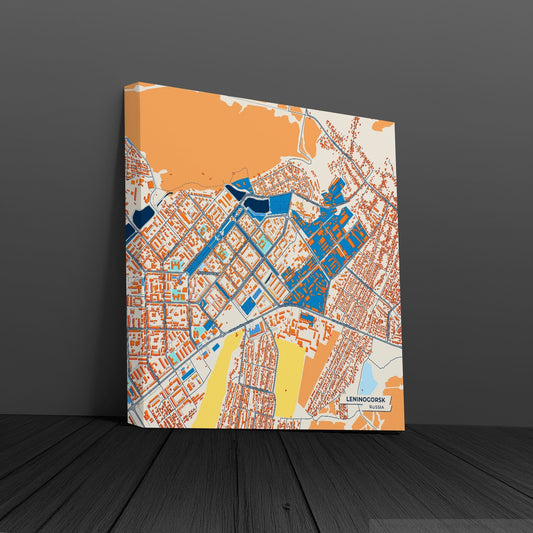 Лениногорский Russia Colorful City Map Canvas Print