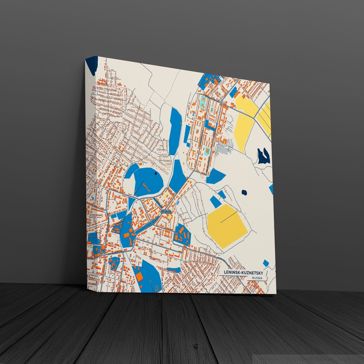 Ленинск-Кузнецкий Russia Colorful City Map Canvas Print