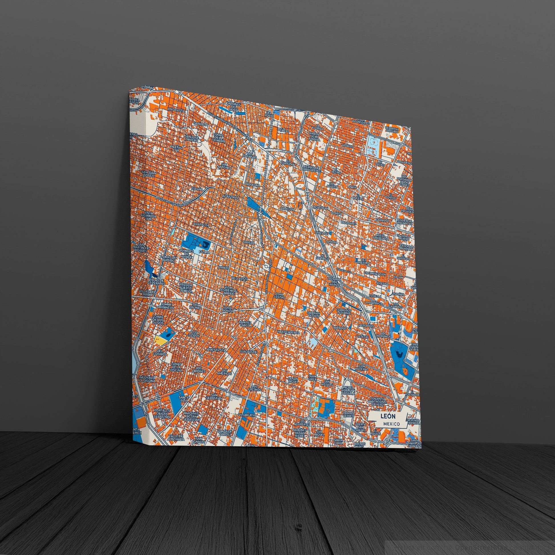 León Mexico Colorful City Map Canvas Print