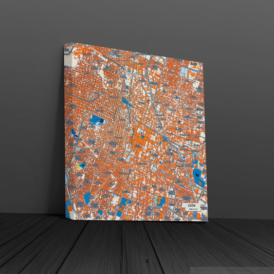 León Mexico Colorful City Map Canvas Print