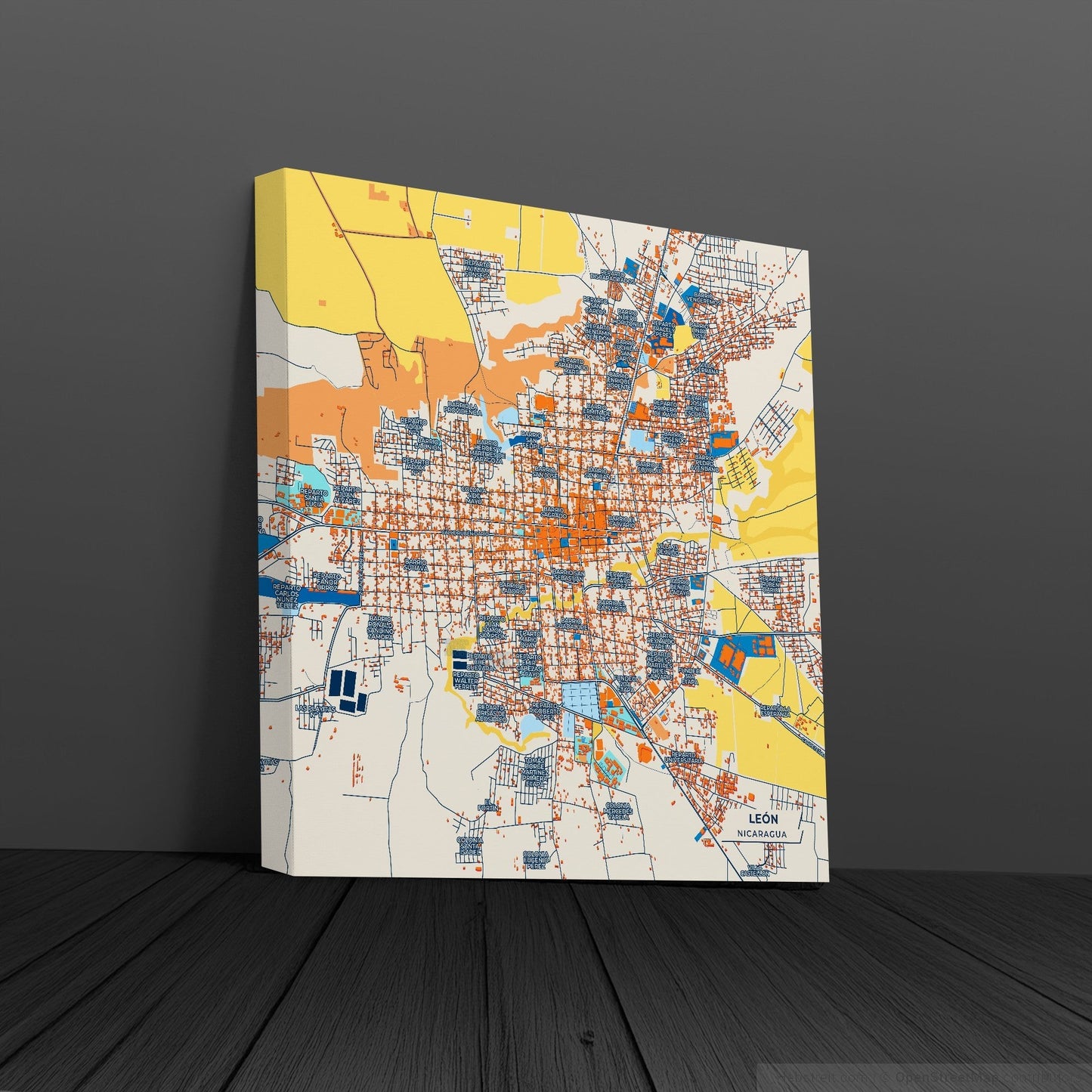 León Nicaragua Colorful City Map Canvas Print