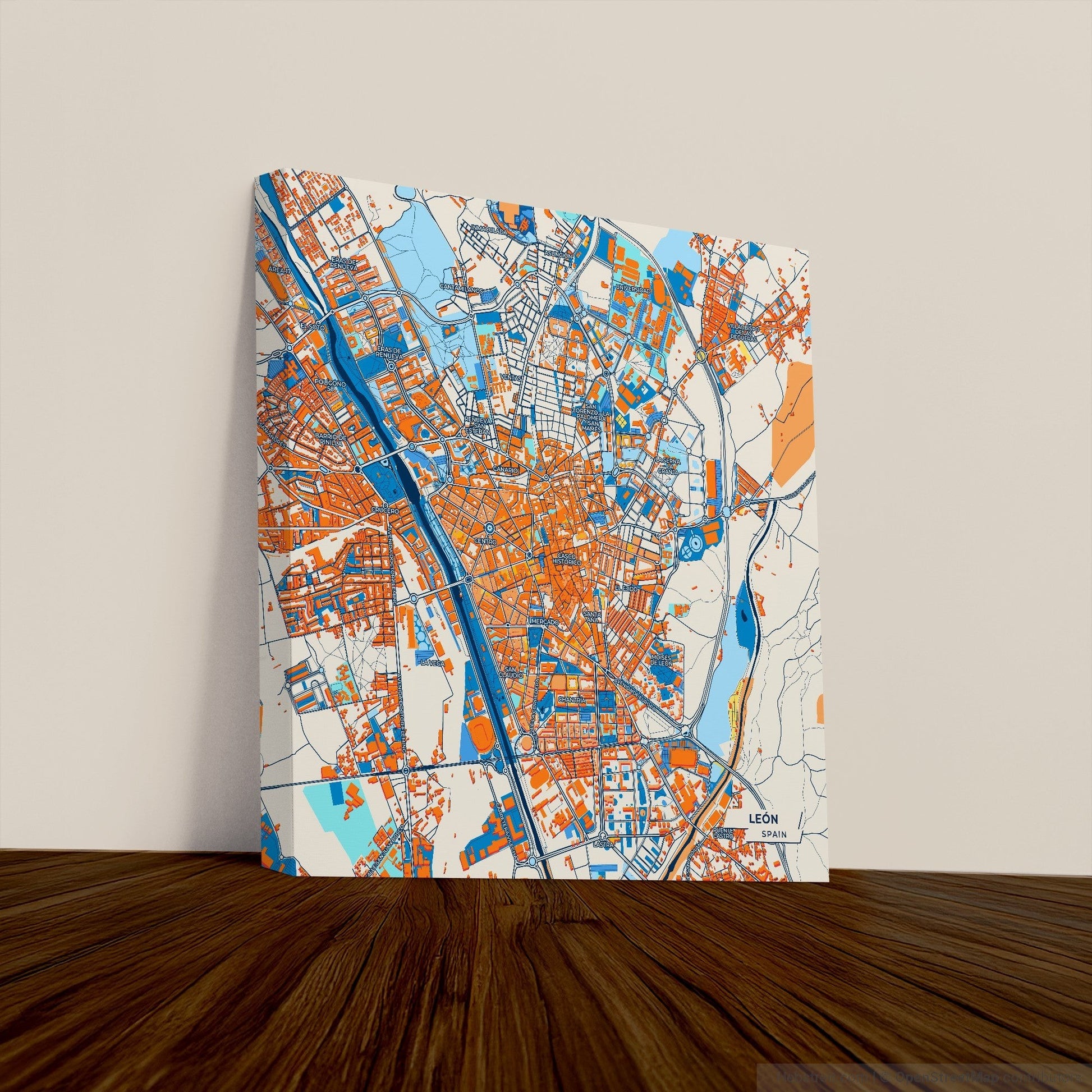 León Spain Colorful City Map Canvas Print