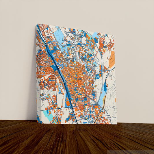 León Spain Colorful City Map Canvas Print