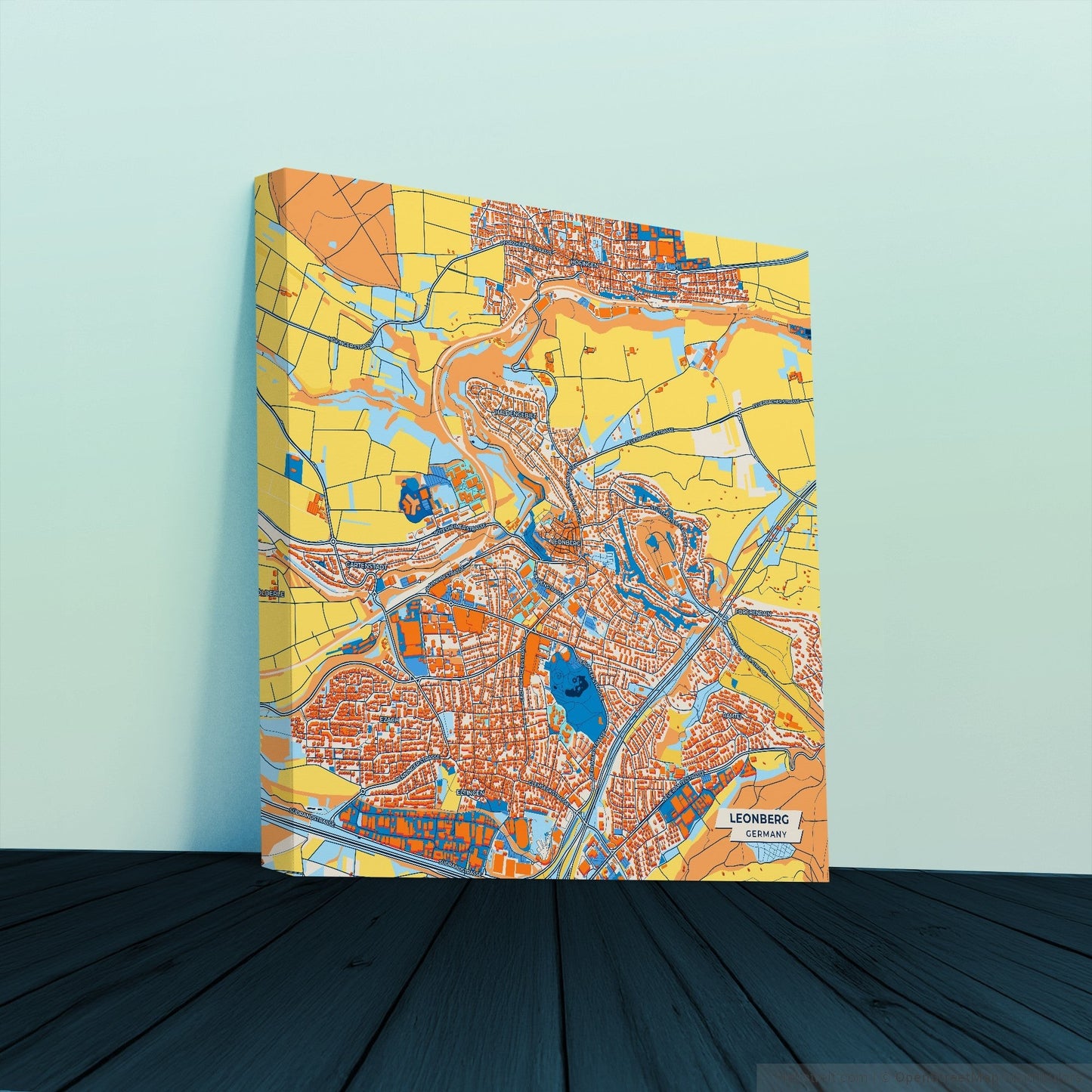 Leonberg Germany Colorful City Map Canvas Print