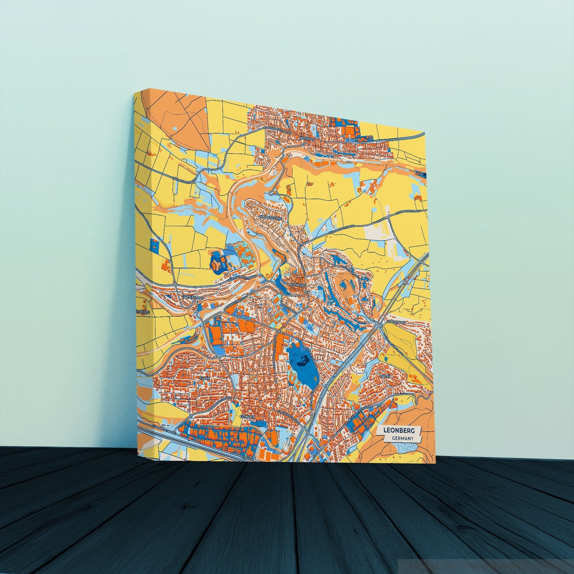 Leonberg Germany Colorful City Map Canvas Print