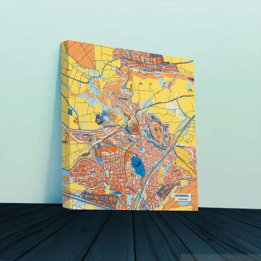 Leonberg Germany Colorful City Map Canvas Print