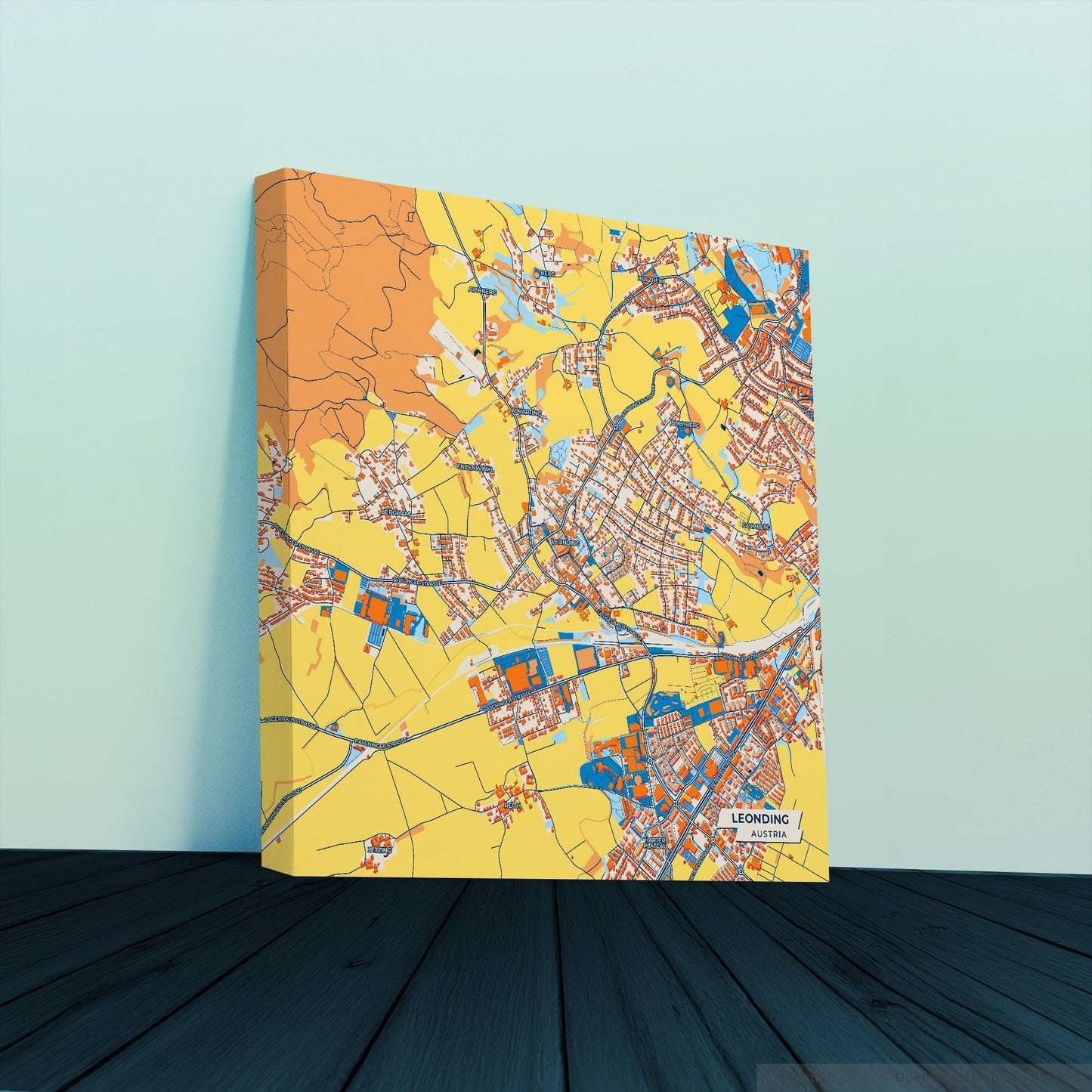 Leonding Austria Colorful City Map Canvas Print