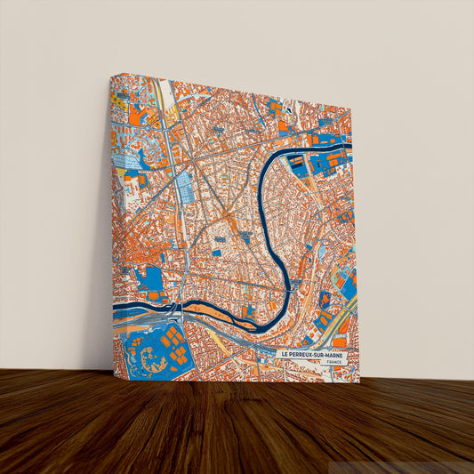 Le Perreux-Sur-Marne France Colorful City Map Canvas Print