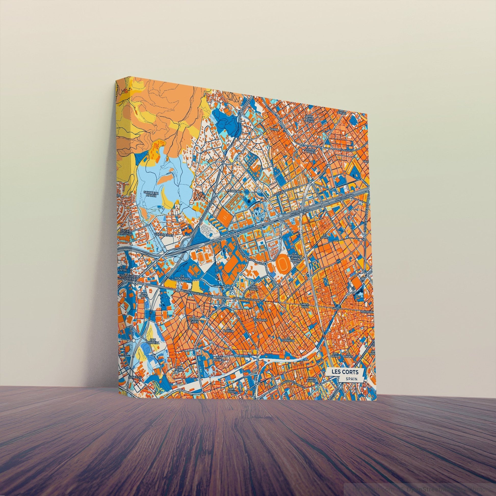 Les Corts Spain Colorful City Map Canvas Print