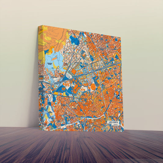 Les Corts Spain Colorful City Map Canvas Print