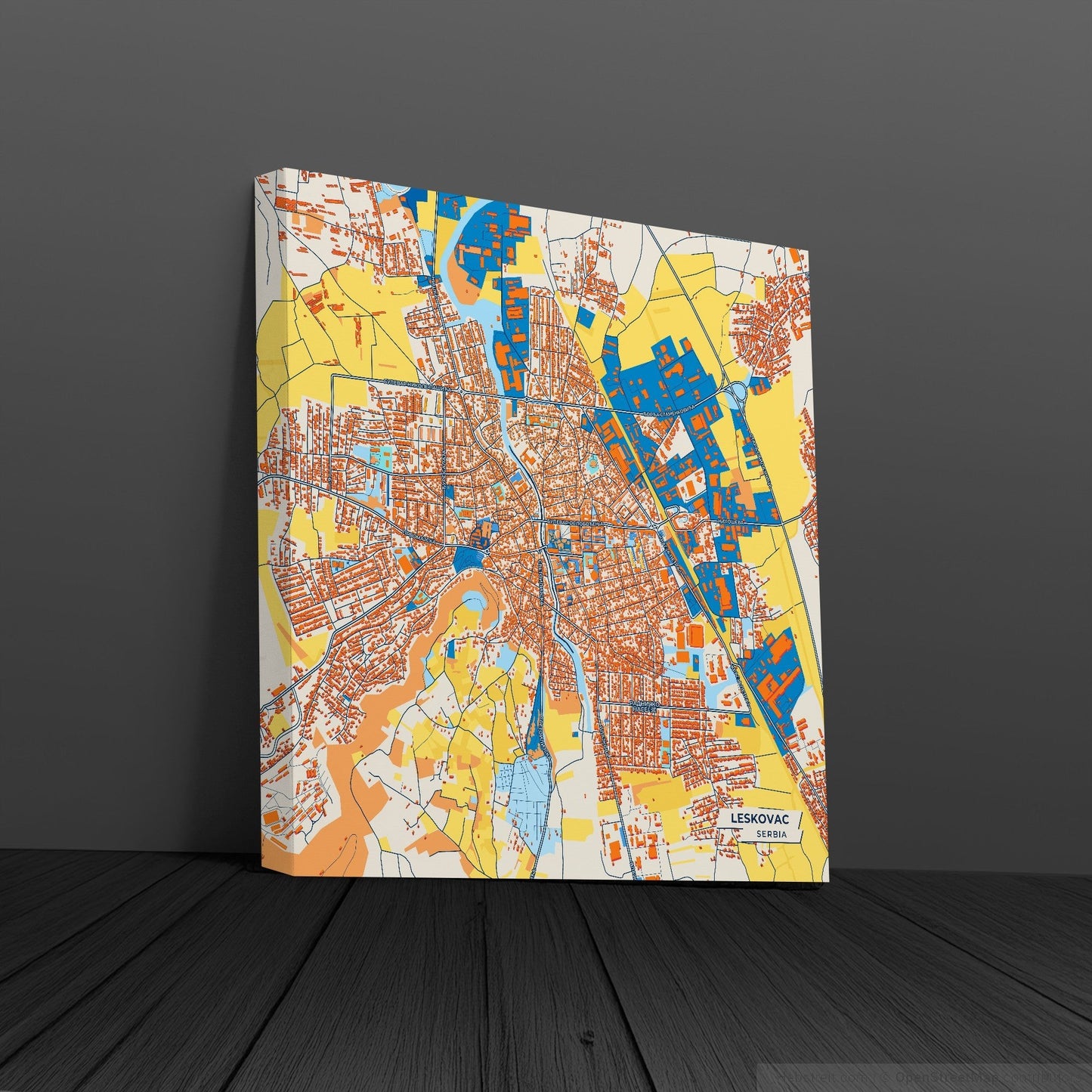 Лесковац Serbia Colorful City Map Canvas Print
