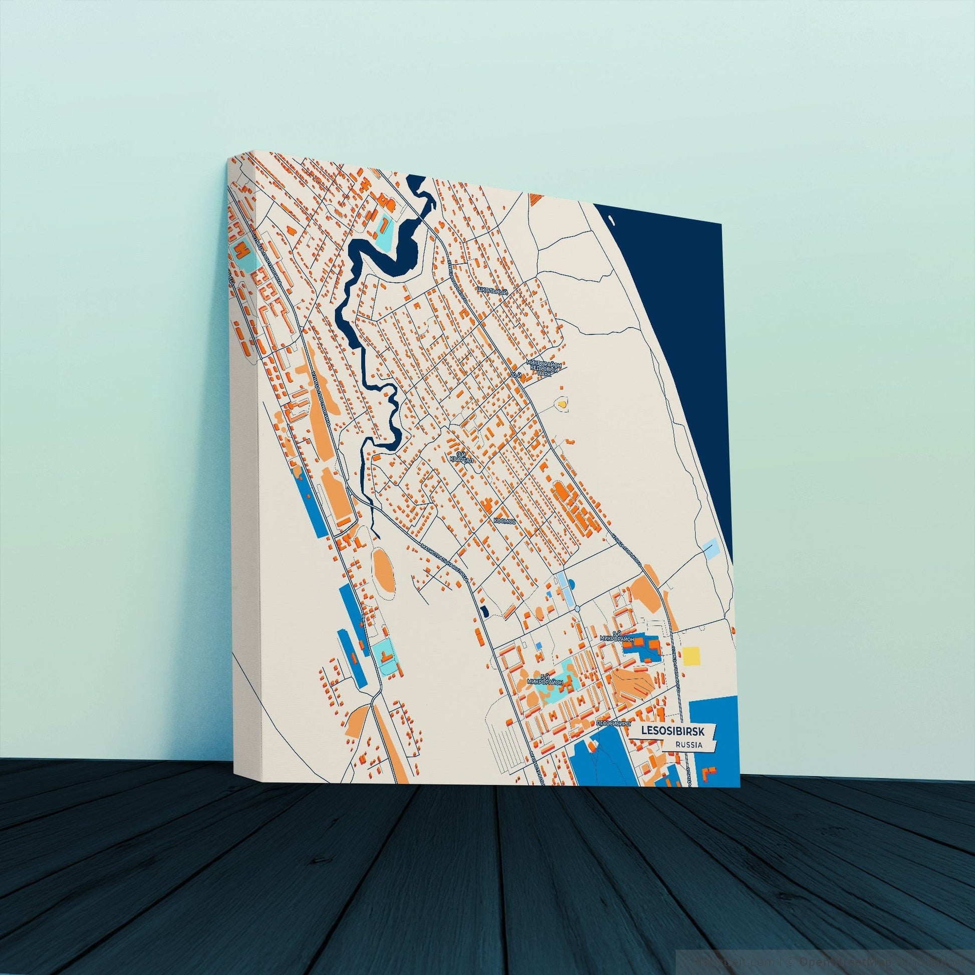 Лесосибирск Russia Colorful City Map Canvas Print