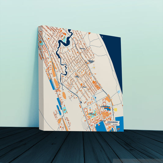 Лесосибирск Russia Colorful City Map Canvas Print