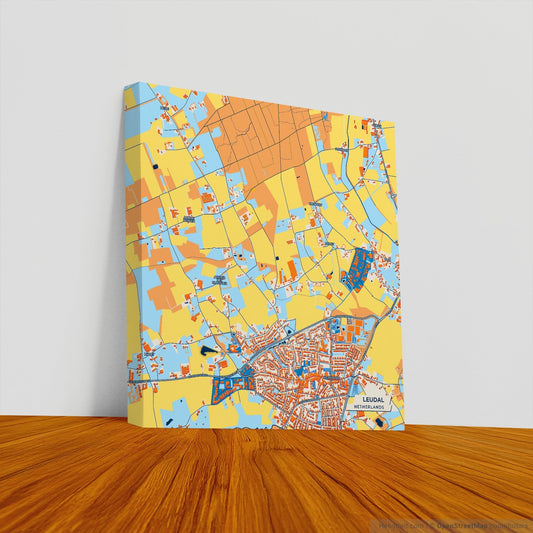 Leudal Netherlands Colorful City Map Canvas Print