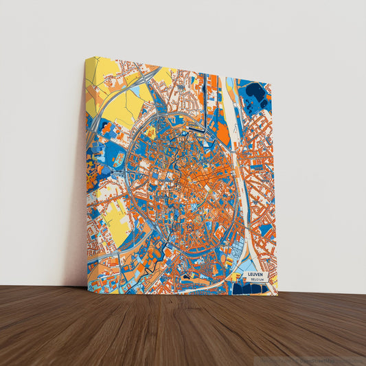 Leuven  Belgium Colorful City Map Canvas Print