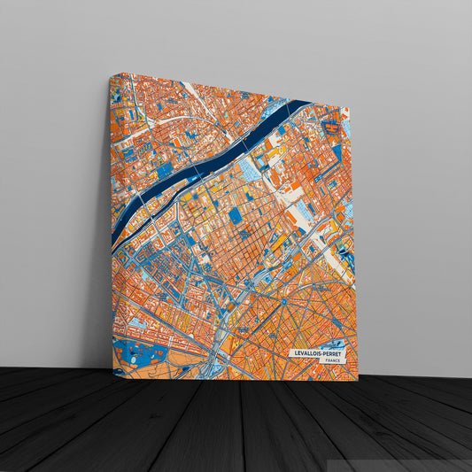 Levallois-Perret France Colorful City Map Canvas Print