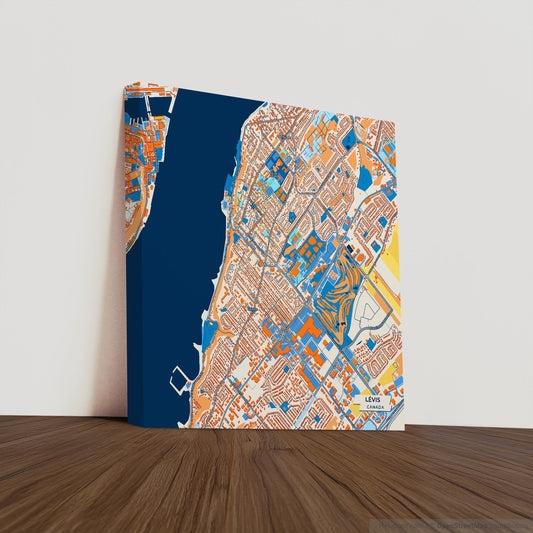 Lévis Canada Colorful City Map Canvas Print