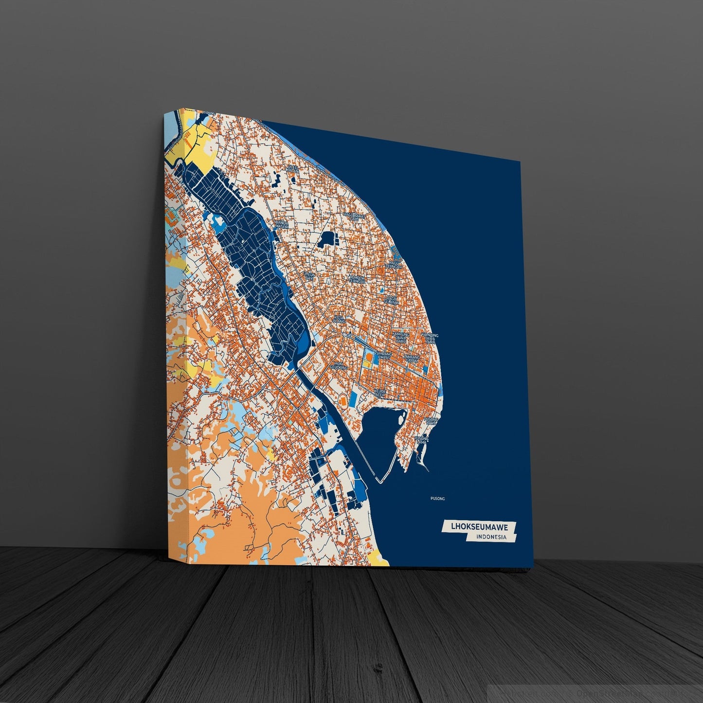 Lhokseumawe Indonesia Colorful City Map Canvas Print