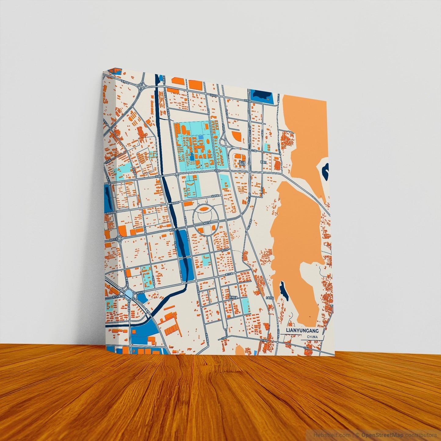 Lianyungang China Colorful City Map Canvas Print