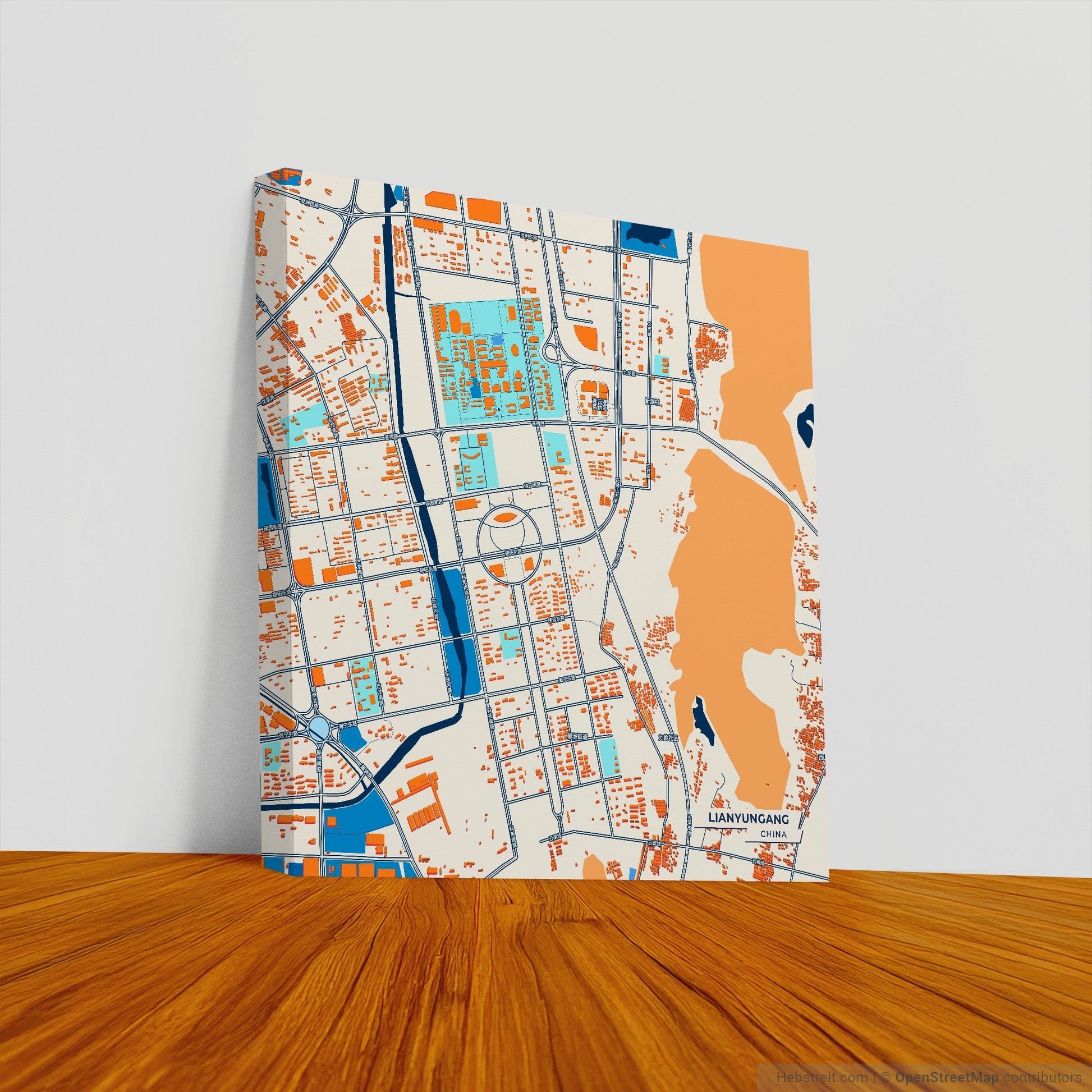 Lianyungang China Colorful City Map Canvas Print