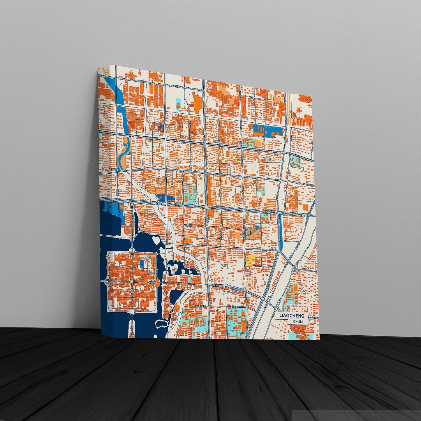 Liaocheng China Colorful City Map Canvas Print
