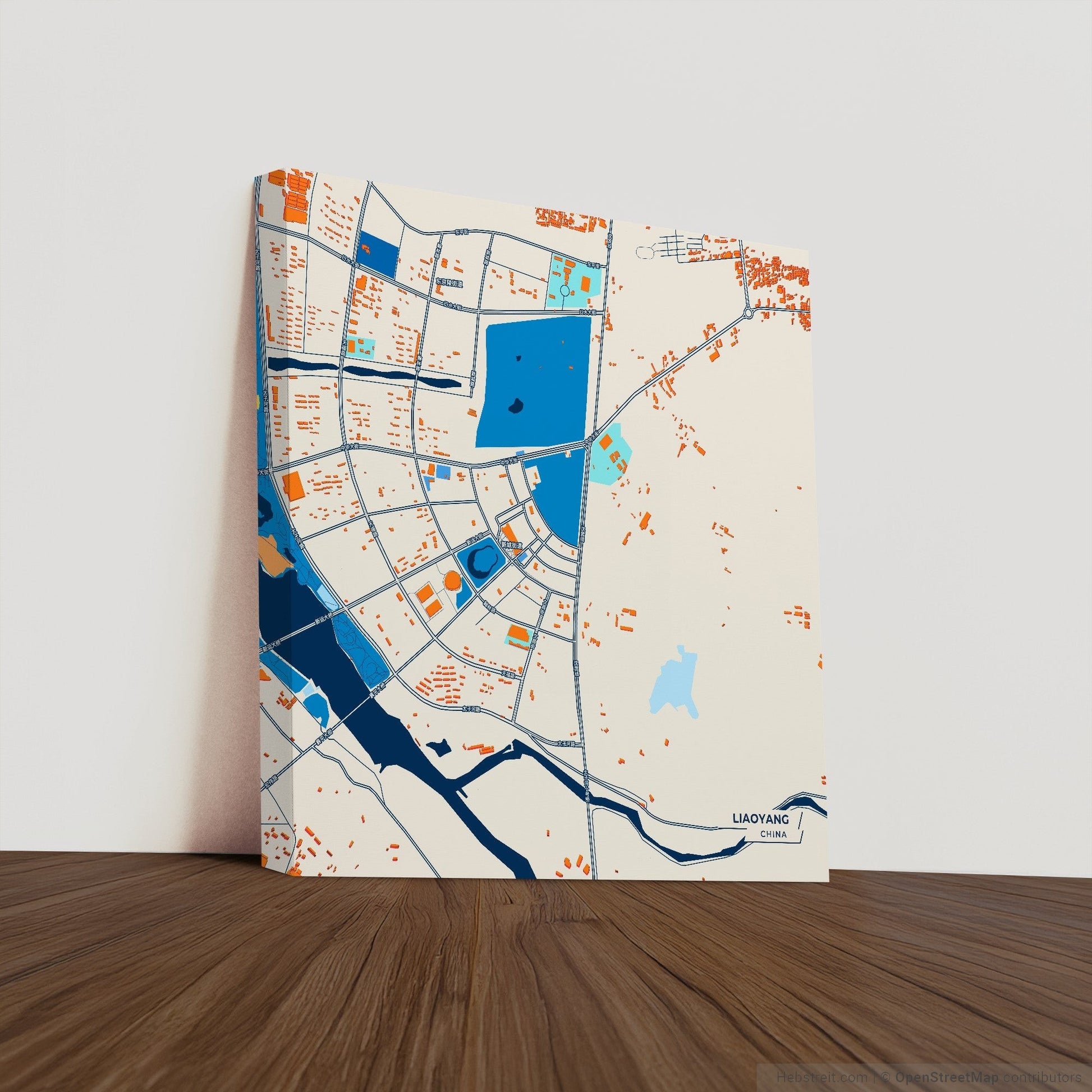 Liaoyang China Colorful City Map Canvas Print