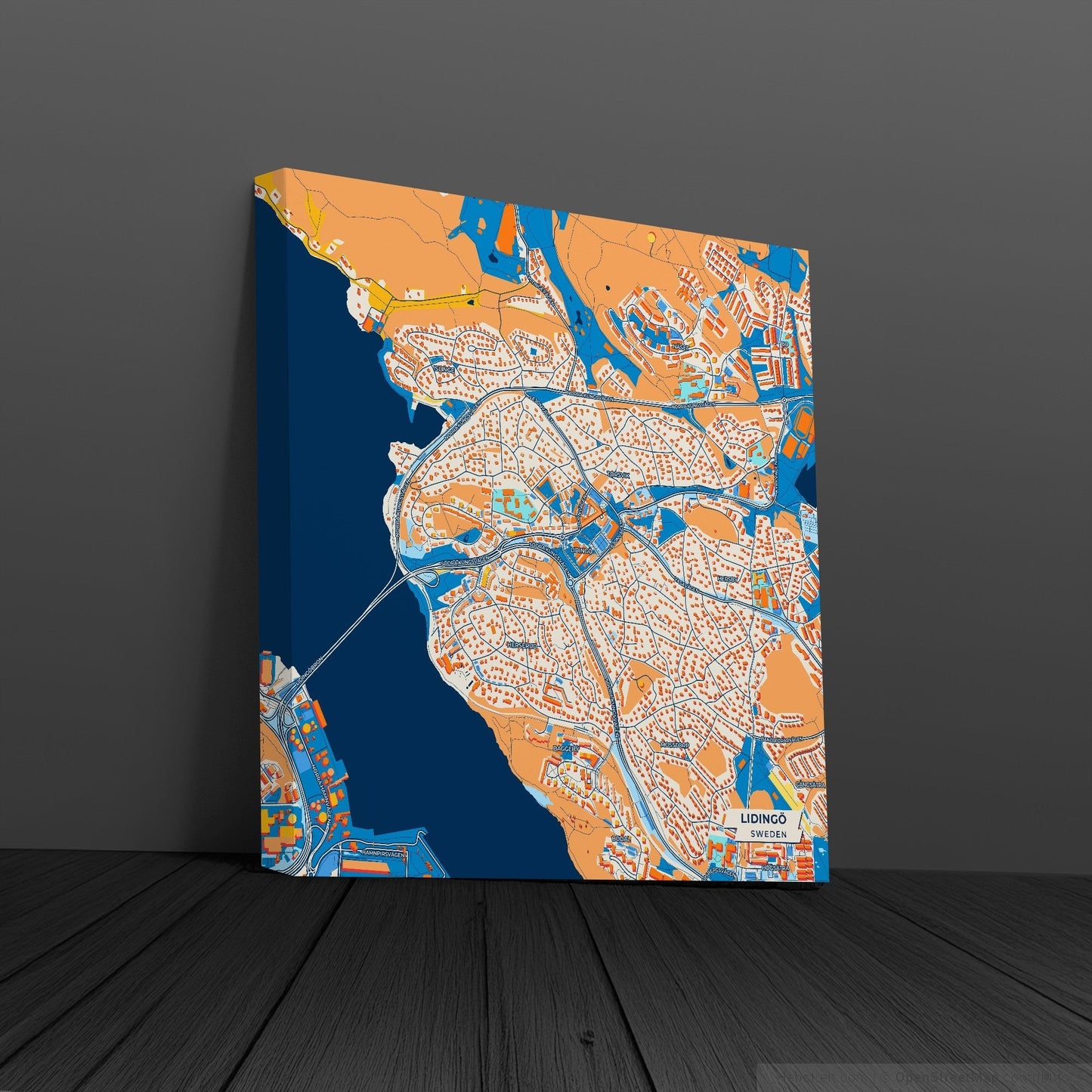 Lidingö Sweden Colorful City Map Canvas Print