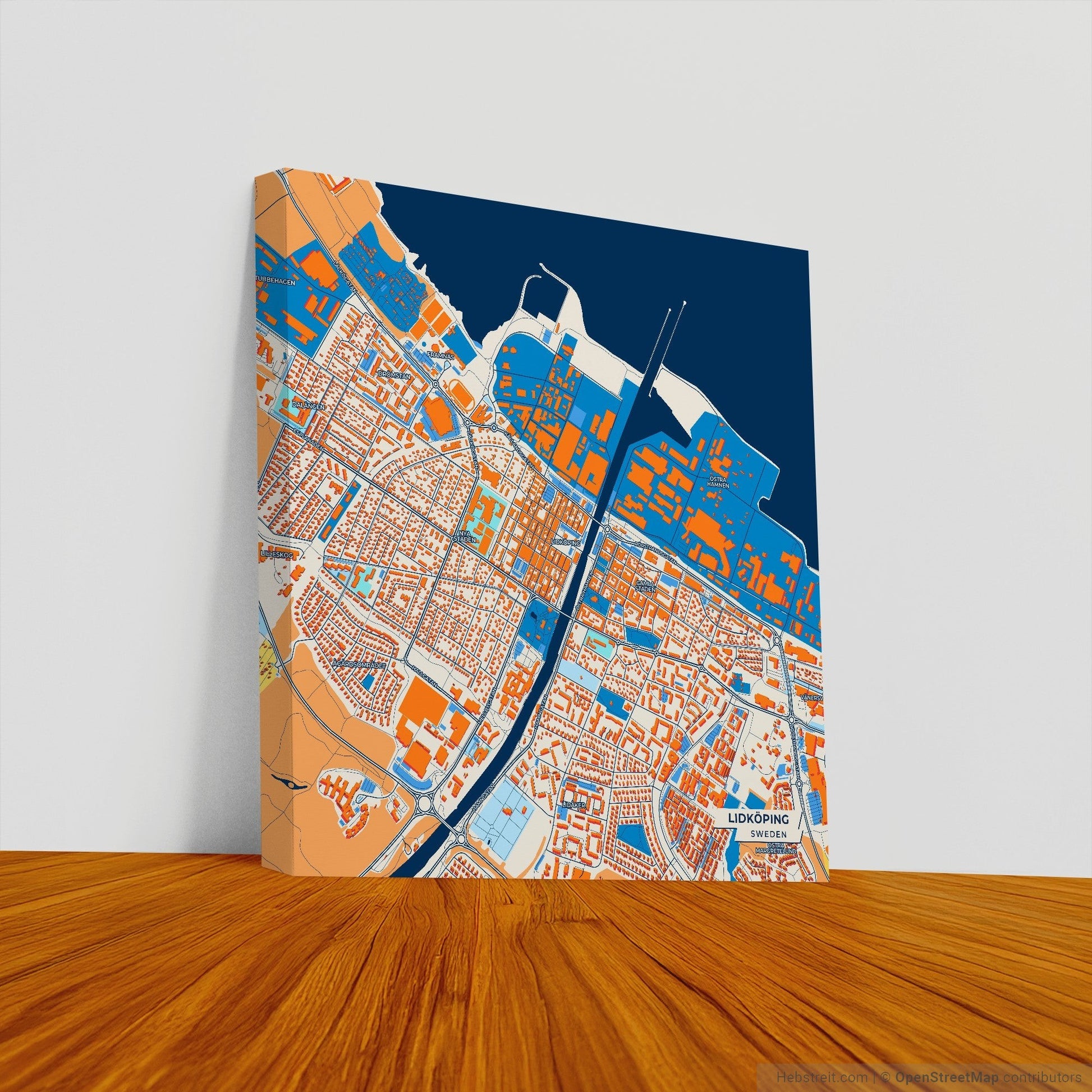 Lidköping Sweden Colorful City Map Canvas Print