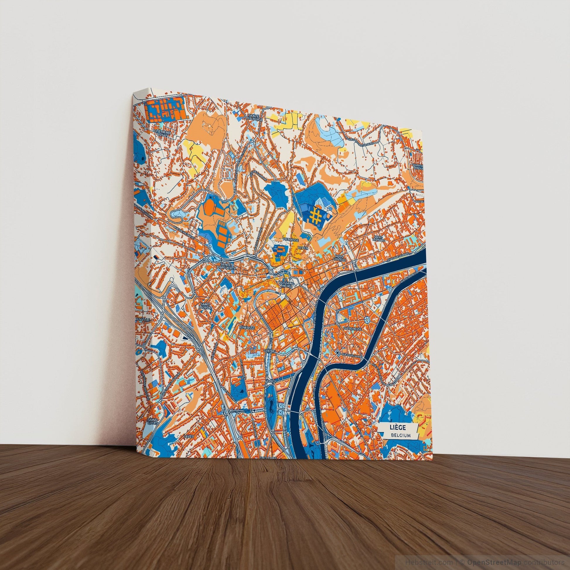 Liège  Belgium Colorful City Map Canvas Print