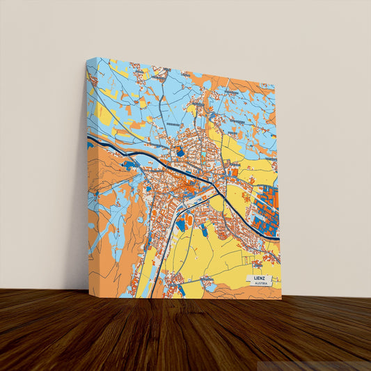 Lienz Austria Colorful City Map Canvas Print