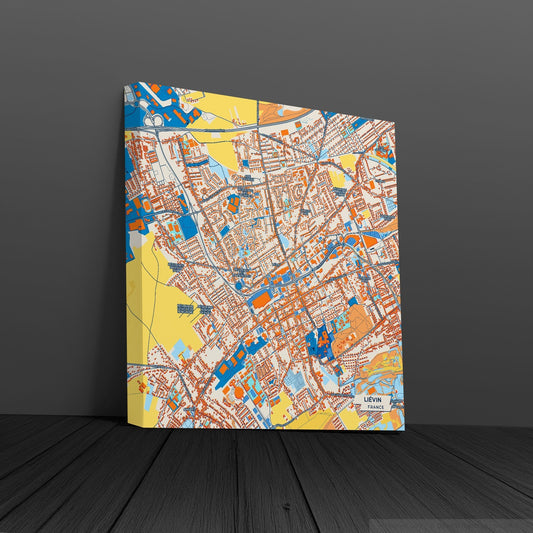 Liévin France Colorful City Map Canvas Print