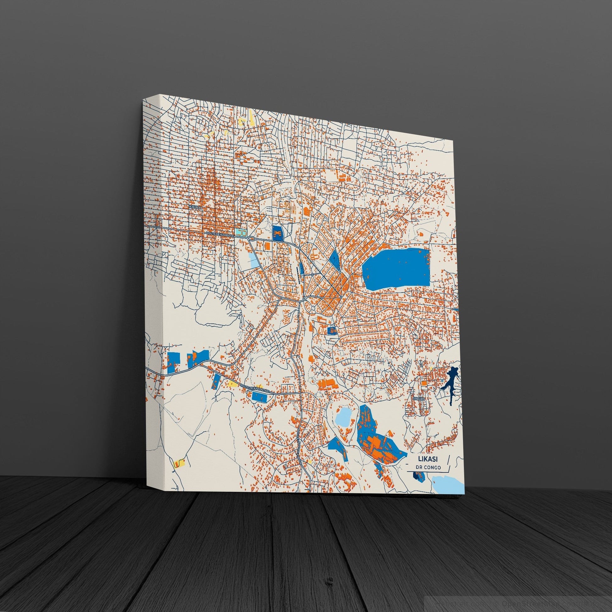Likasi Dr Congo Colorful City Map Canvas Print