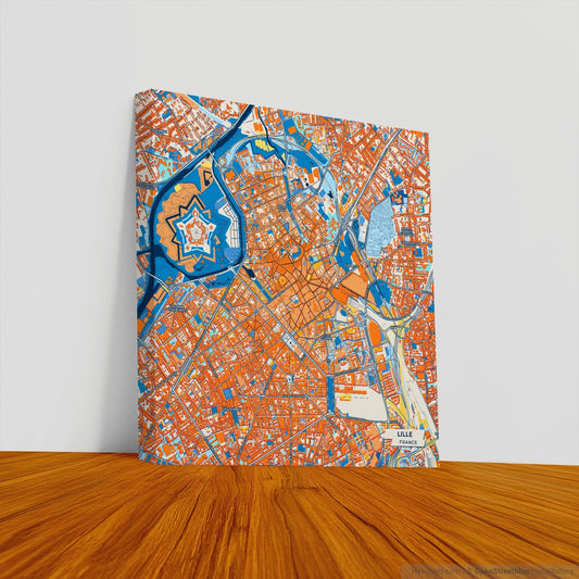 Lille France Colorful City Map Canvas Print